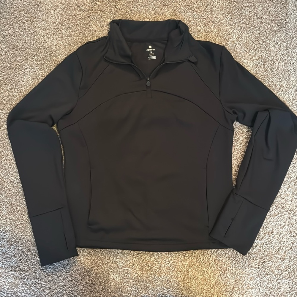 Medium sized, black, athletic quarter-zip